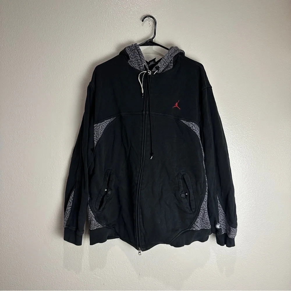 Nike Air Jordan Retro 3 Shoe Black Cement Print Jacket Vintage Size Large